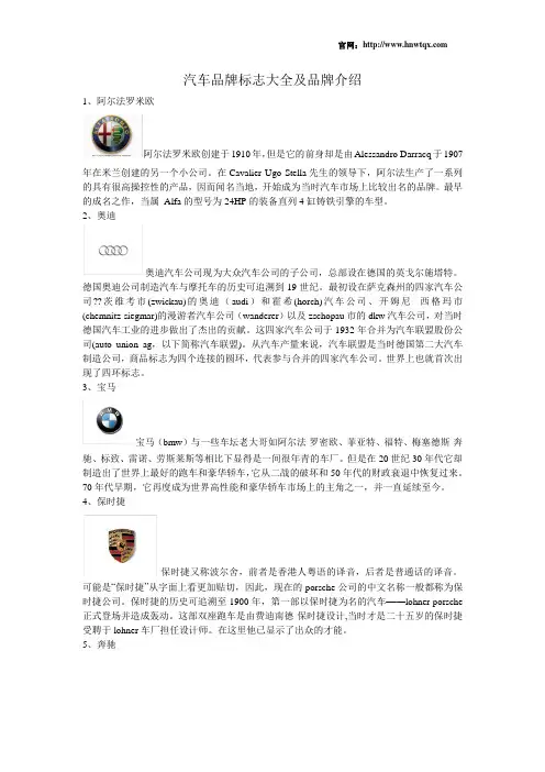 汽车品牌标志大全及品牌介绍
