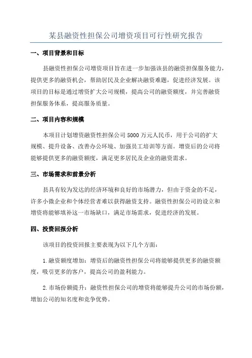 某县融资性担保公司增资项目可行性研究报告