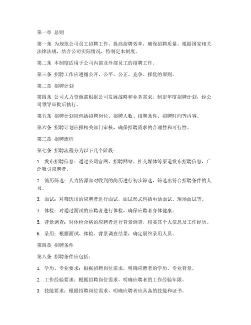 公司员工公开招聘管理制度