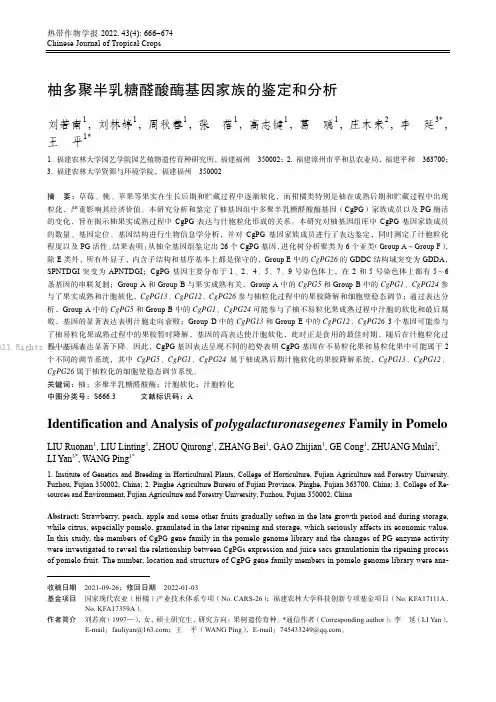 柚多聚半乳糖醛酸酶基因家族的鉴定和分析