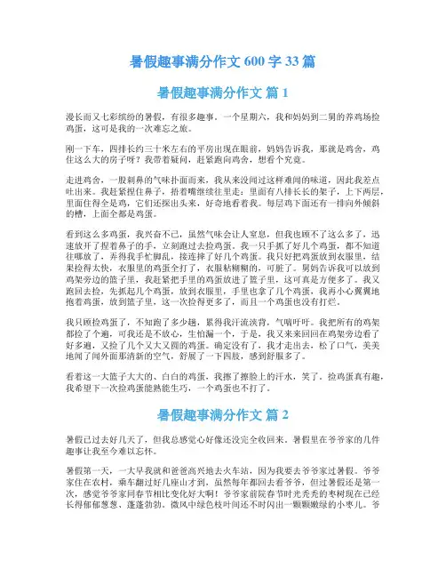 暑假趣事满分作文600字33篇