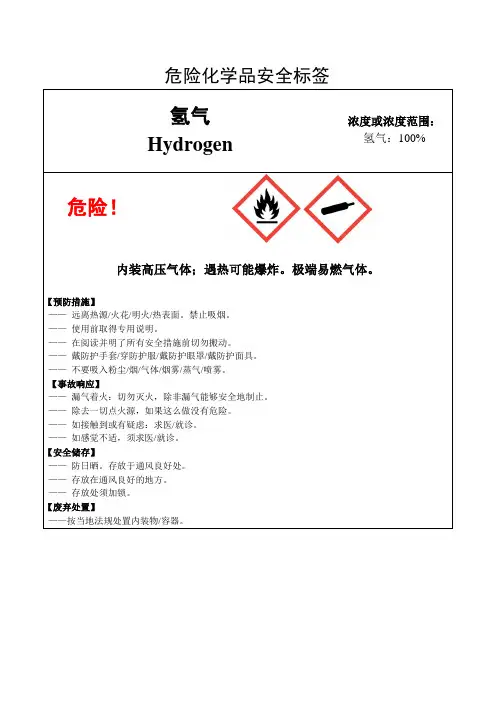 氢气-危险化学品安全标签
