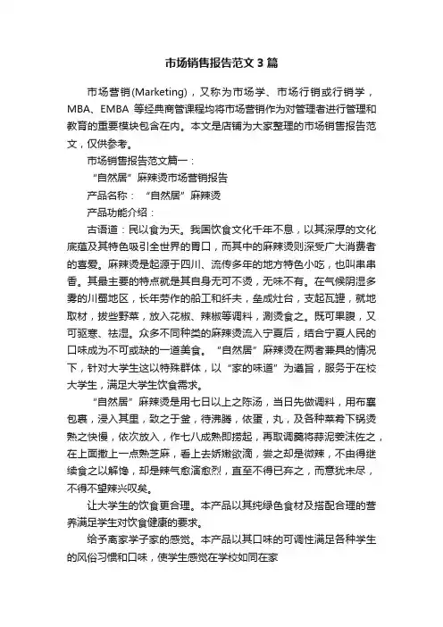 市场销售报告范文3篇