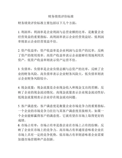 财务绩效评价标准