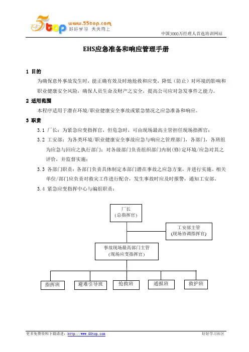 EHS应急准备和响应管理手册