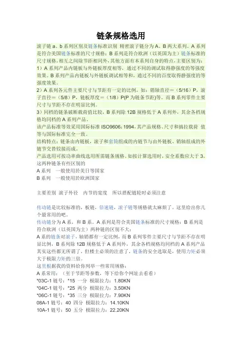 链条规格选用