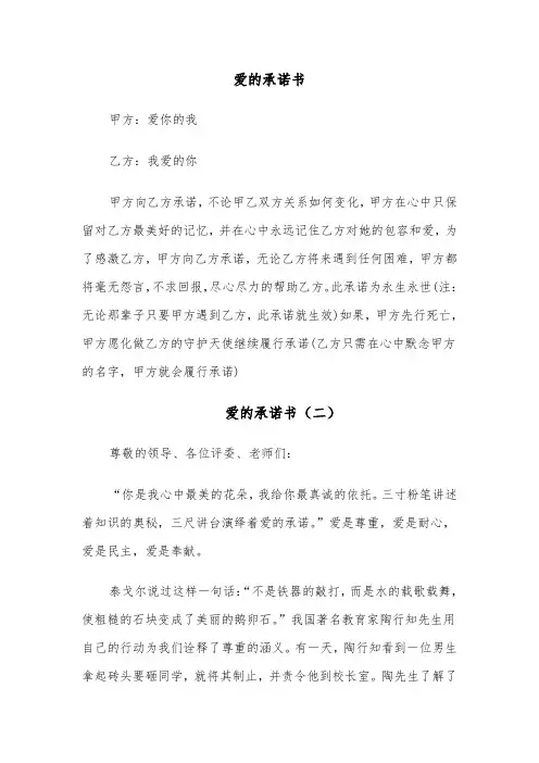 爱的承诺书（六篇）