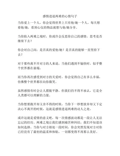 感情进退两难的心情句子