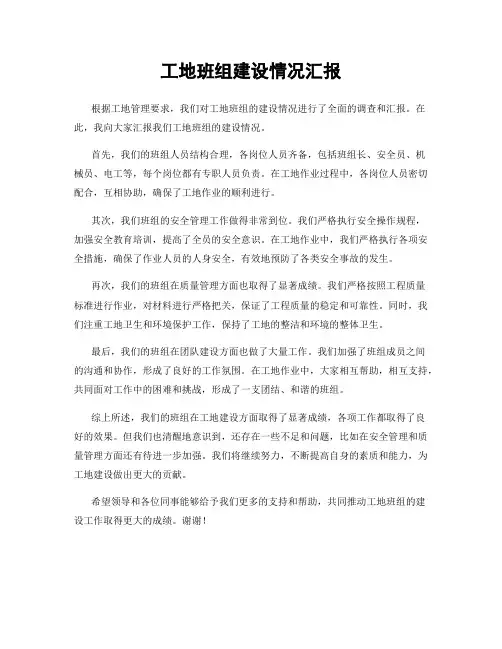 工地班组建设情况汇报