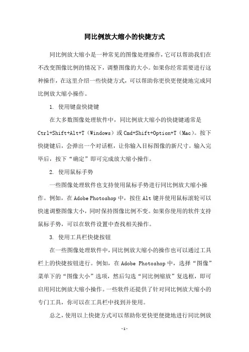 同比例放大缩小的快捷方式
