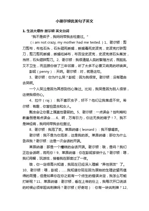 小谢尔顿优美句子英文