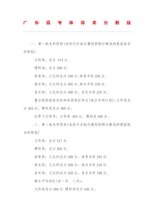 广东高考体育类分数线