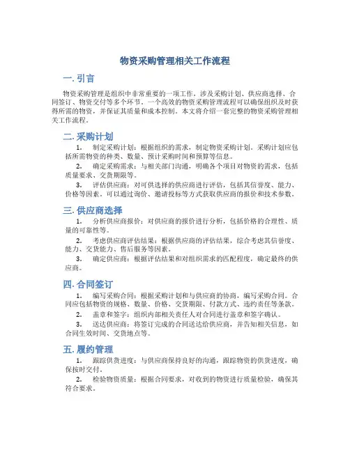 物资采购管理相关工作流程