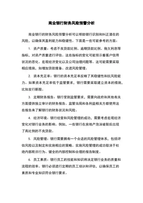 商业银行财务风险预警分析