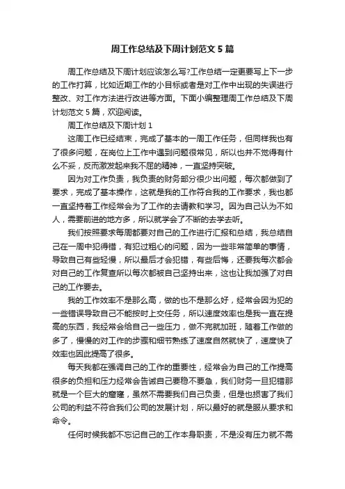 周工作总结及下周计划范文5篇