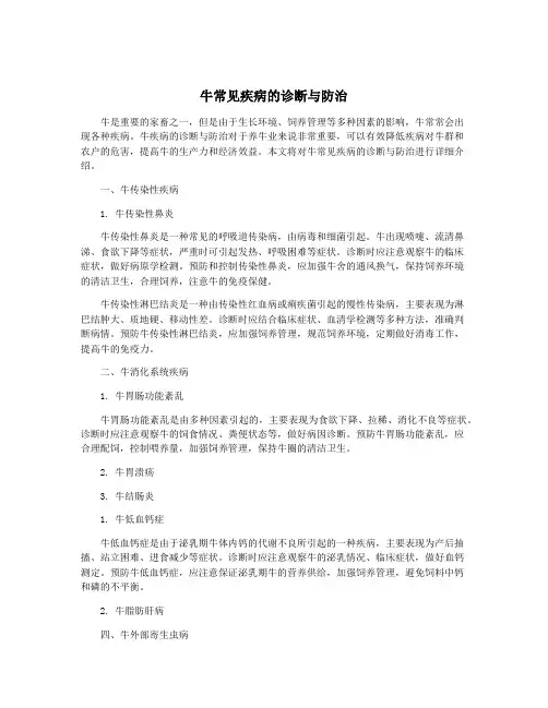 牛常见疾病的诊断与防治