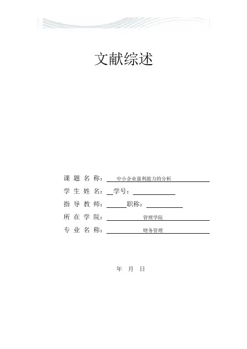中小企业盈利能力的分析文献综述[精品文档]
