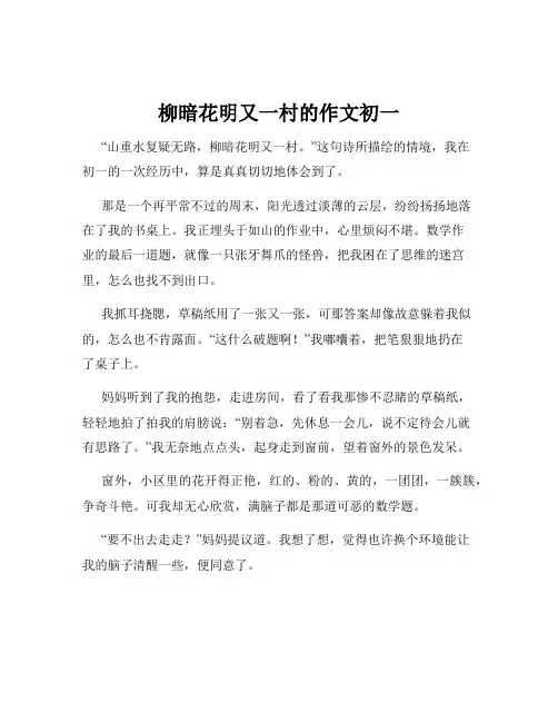 柳暗花明又一村的作文初一