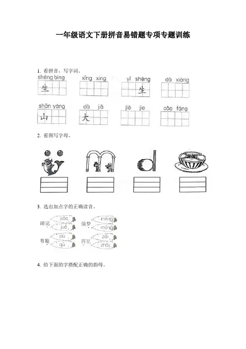 一年级语文下册拼音易错题专项专题训练