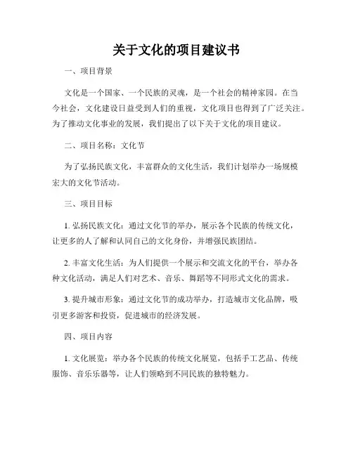 关于文化的项目建议书