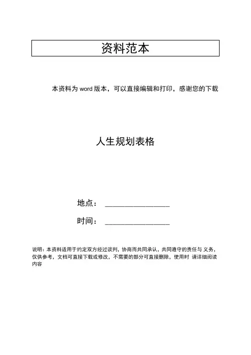 人生规划表格