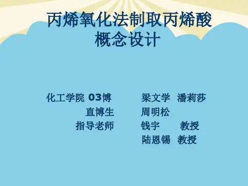 【优】丙烯氧化法制取丙烯酸最全PPT