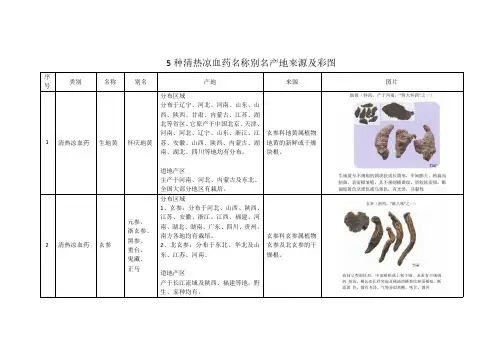 5 种清热凉血药名称别名产地来源及彩图