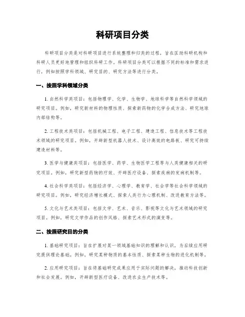 科研项目分类