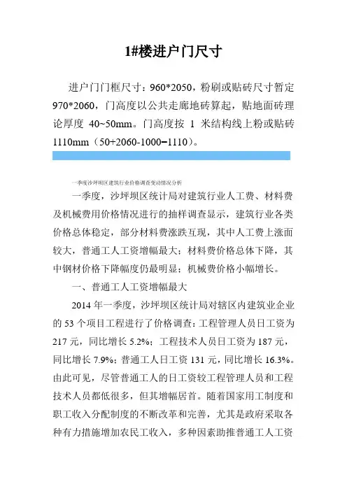 1#楼进户门粉刷尺寸