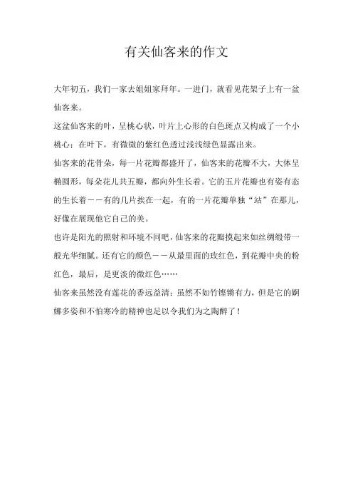 三年级状物有关仙客来的作文