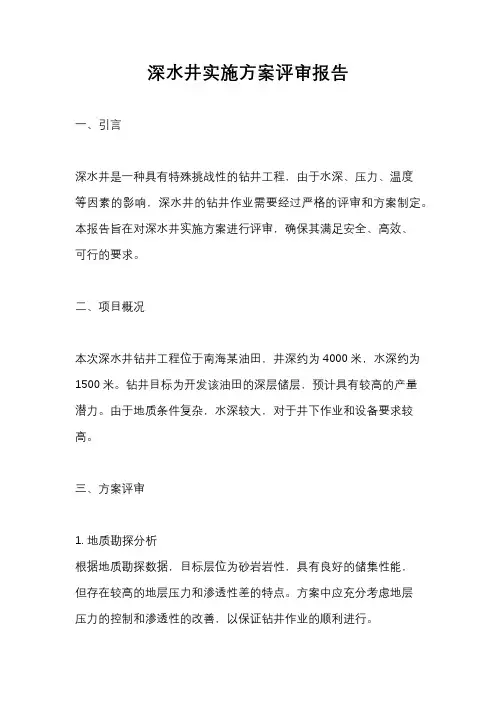 深水井实施方案评审报告
