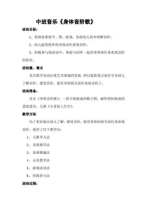 中班音乐《身体音阶歌》