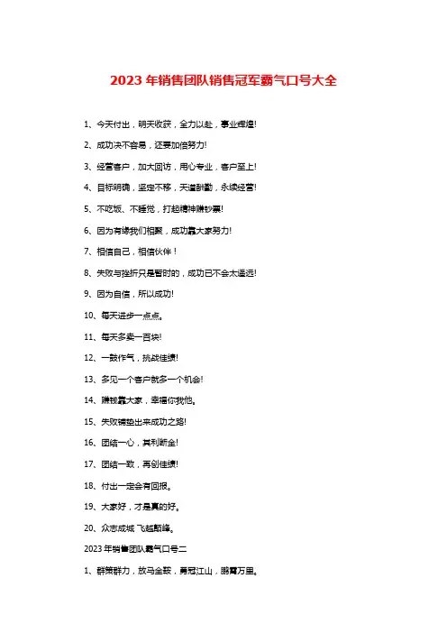 2023年销售团队销售冠军霸气口号大全