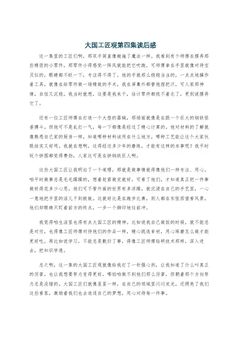 大国工匠观第四集读后感