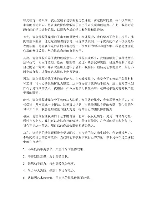 造型课程感悟总结范文