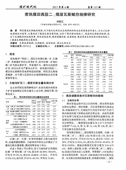 荥巩煤田西段二_1煤层瓦斯赋存规律研究