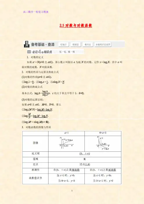 高三数学一轮复习精品教案1：2.5对数与对数函数教学设计