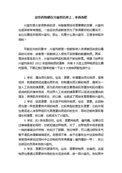 这些药物都在兴奋剂名单上,来看看吧