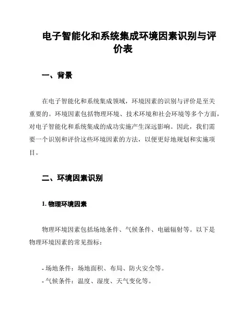 电子智能化和系统集成环境因素识别与评价表