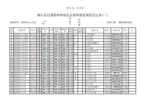 2013.5.17稼依镇代课教师和原民办教师摸底情况调查登记表及统计表(所有))