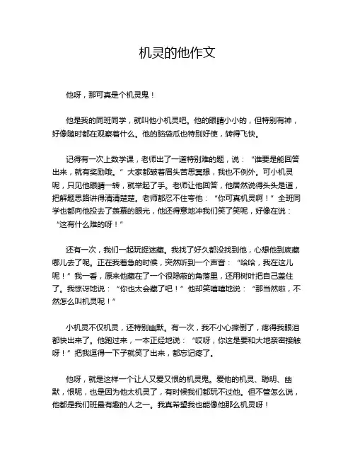 机灵的他作文