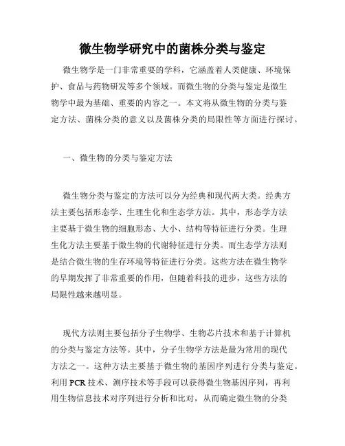 微生物学研究中的菌株分类与鉴定