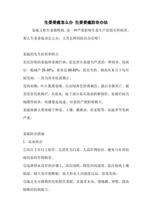 生姜姜瘟怎么办 生姜姜瘟防治办法