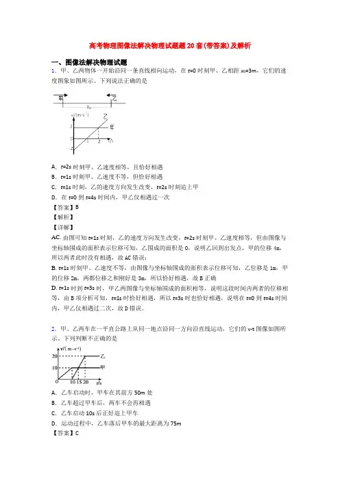 高考物理图像法解决物理试题题20套(带答案)及解析