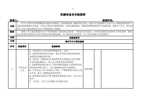 机械设备检查记录表