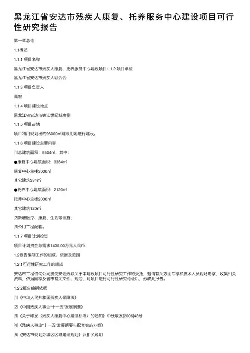 黑龙江省安达市残疾人康复、托养服务中心建设项目可行性研究报告
