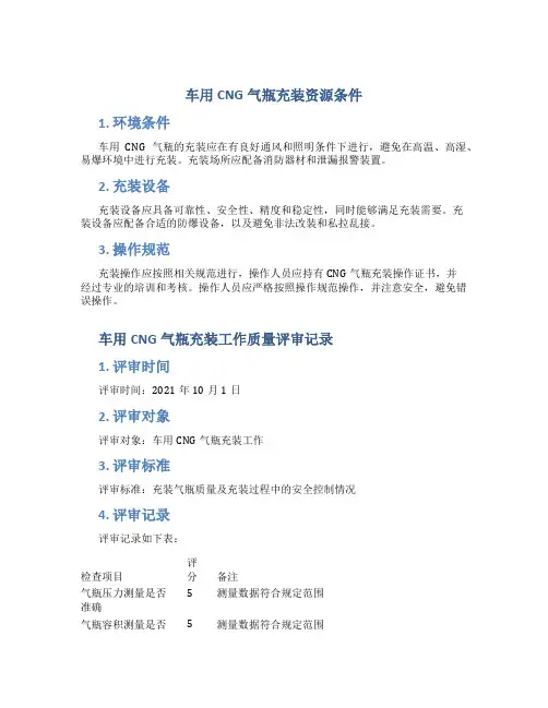 车用CNG气瓶充装资源条件、充装工作质量评审记录(精)
