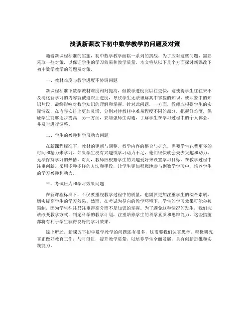 浅谈新课改下初中数学教学的问题及对策