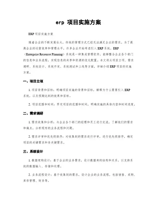 erp 项目实施方案