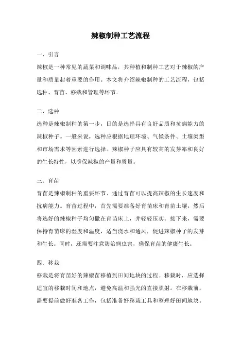 辣椒制种工艺流程